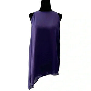 Ricki’s Blouse Sheer Sleeveless Halter Tank Asymmetric Flowy Top  Purple Small